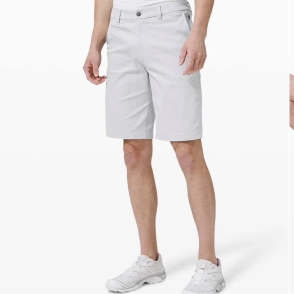Lululemon Short Qwick Oxford 11” Relaxed Sz 30 Rare NWT Grey BLK/White Golf Work - Picture 10 of 13